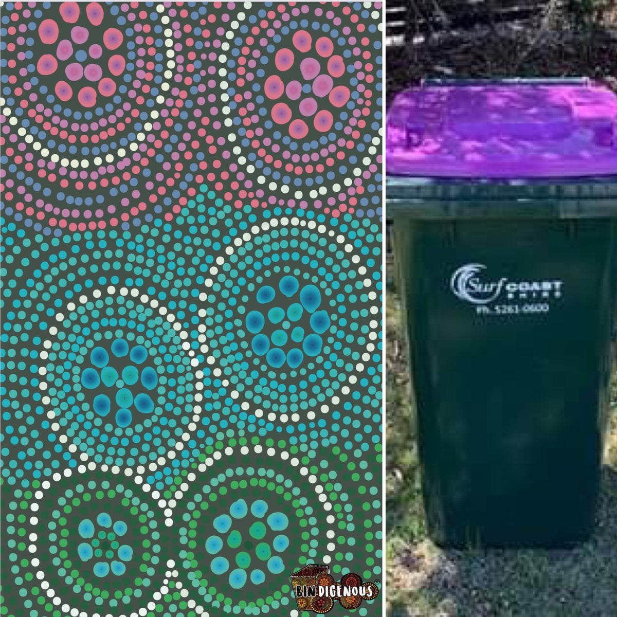 Bindigenous rainbow bins SMALL purple bin (fits 140 litre bin