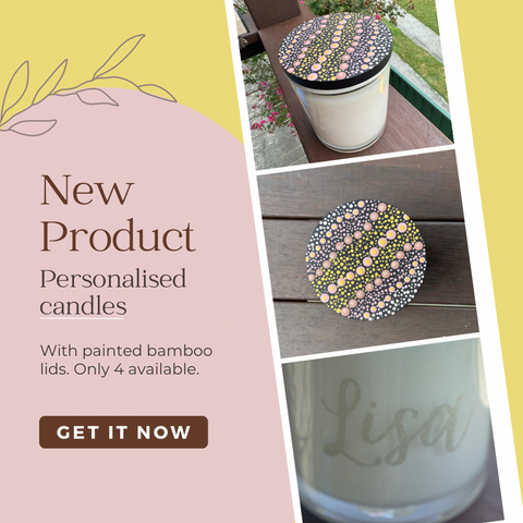 Personalised Soy candle with painted bamboo lid (55-60+ hours burning time) with FREE postage!