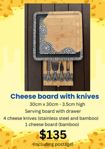 Cheese board and knives