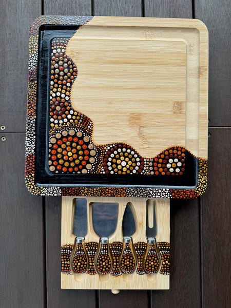 Cheese board and knives