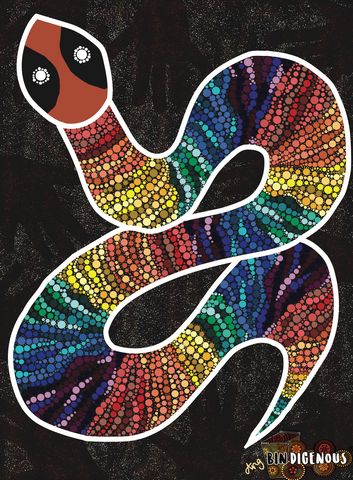 Bindigenous Garriya - Rainbow serpent - SMALL (fits 140 litre bin)