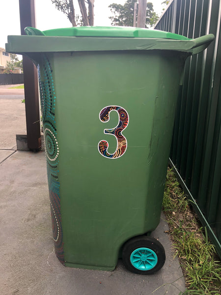 Bindigenous bin number sticker 