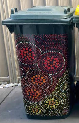 Bindigenous - Indigenous / Aboriginal rainbow bin sticker / wrap red