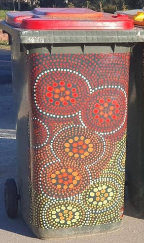 Indigenous / Bindigenous -  Aboriginal rainbow bin sticker / wrap red