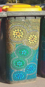 Bindigenous - Indigenous / Aboriginal rainbow bin sticker / wrap yellow